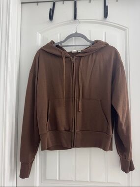 GAP Soft Brown Cropped Hoodie with Zipper